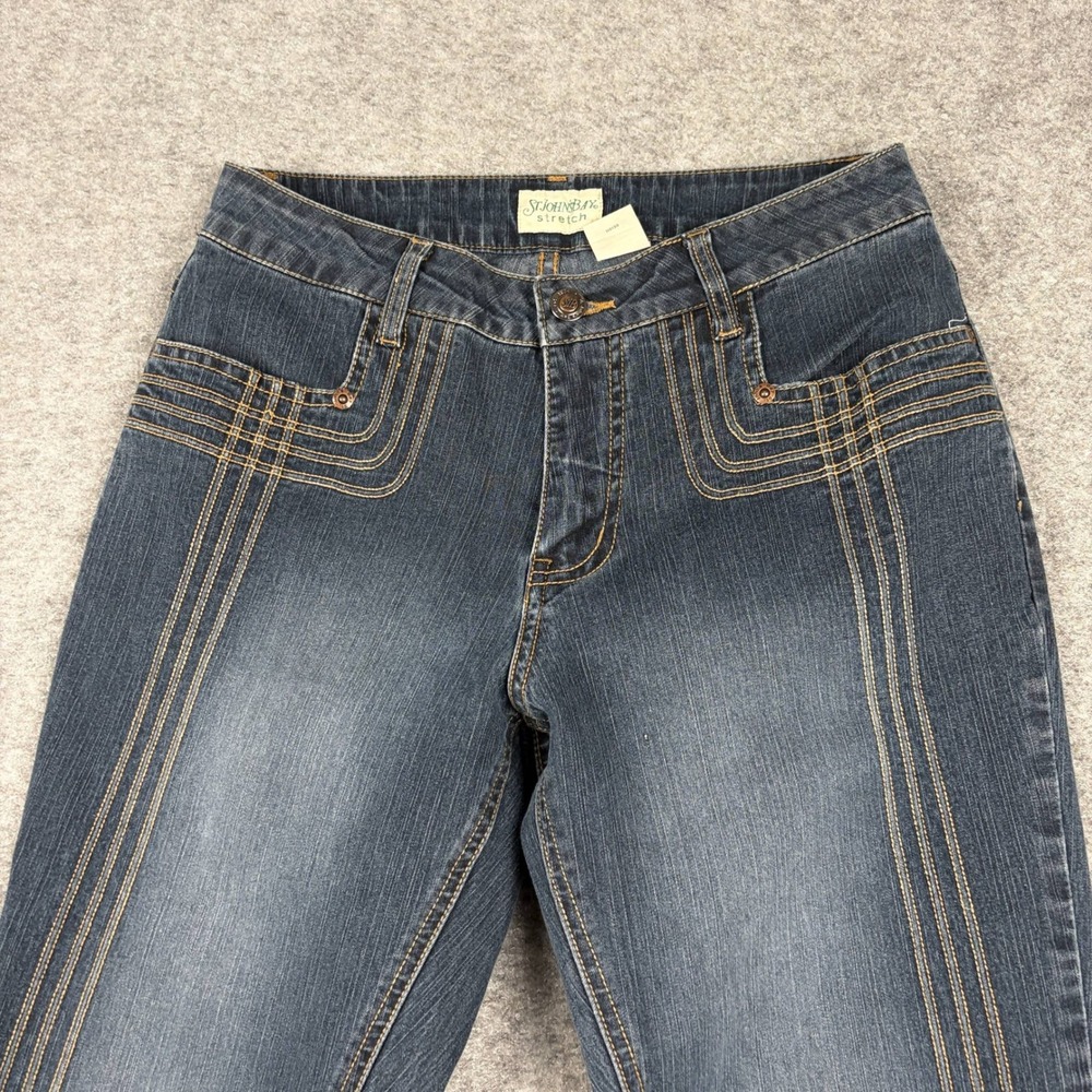 St. Johns Bay Jeans Womens 4P Blue Bootcut Contrast Stitch Stretch Denim Y2K 00s
